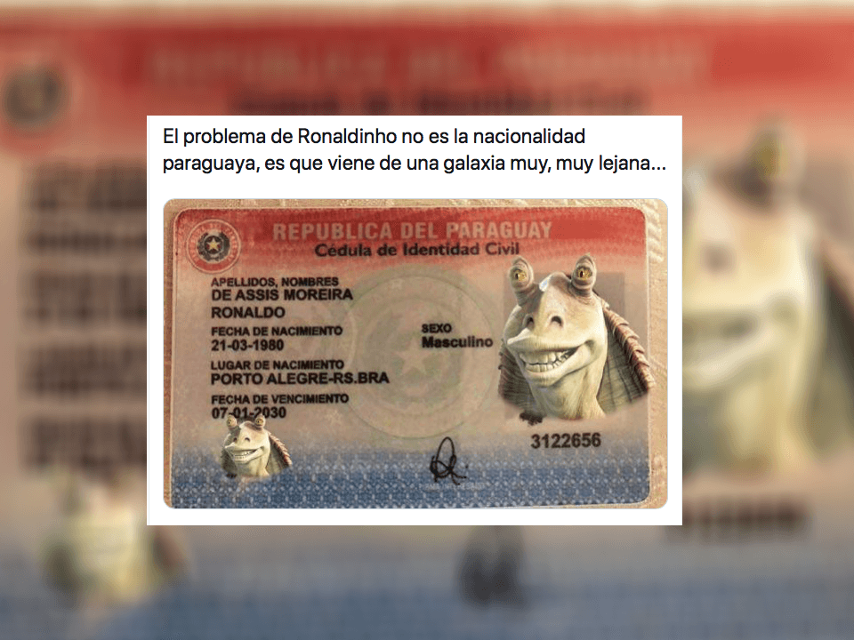 Los memes le dan con todo a Ronaldinho, quien presentó un pasaporte falso con nacionalidad paraguaya.