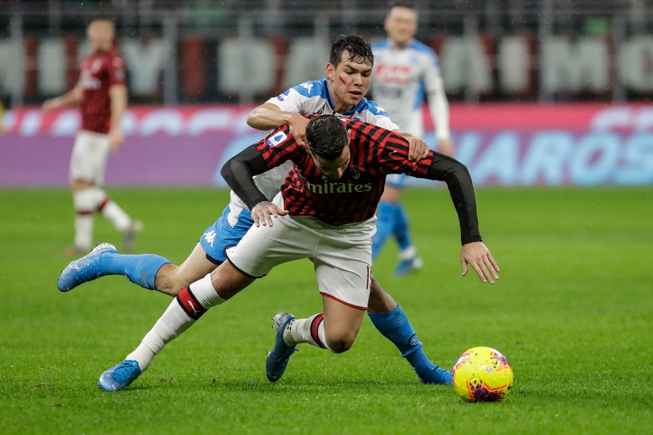 Con goles de Hirving Lozano al 24 y Giacomo Bonaventura al 29, el Milan y Napoli dividen puntos.