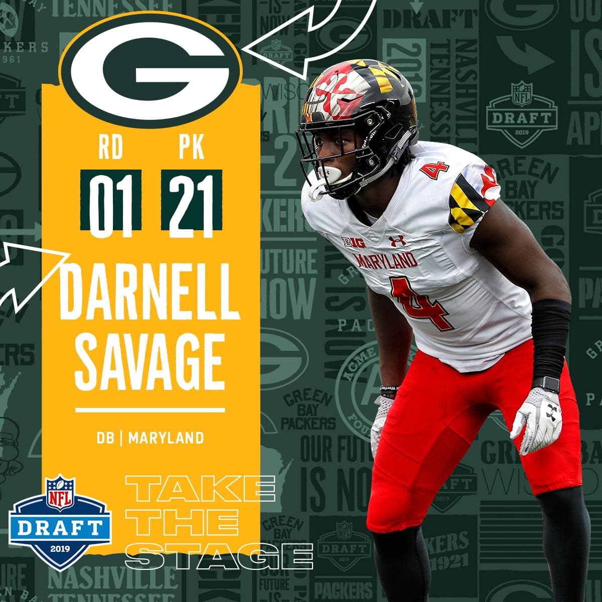 <b>21) Darnell Savage Jr. (Maryland)</b>. El safety de los Terrapins fue reclutado como la vigésimo primera selección del Draft por los Green Bay Packers.