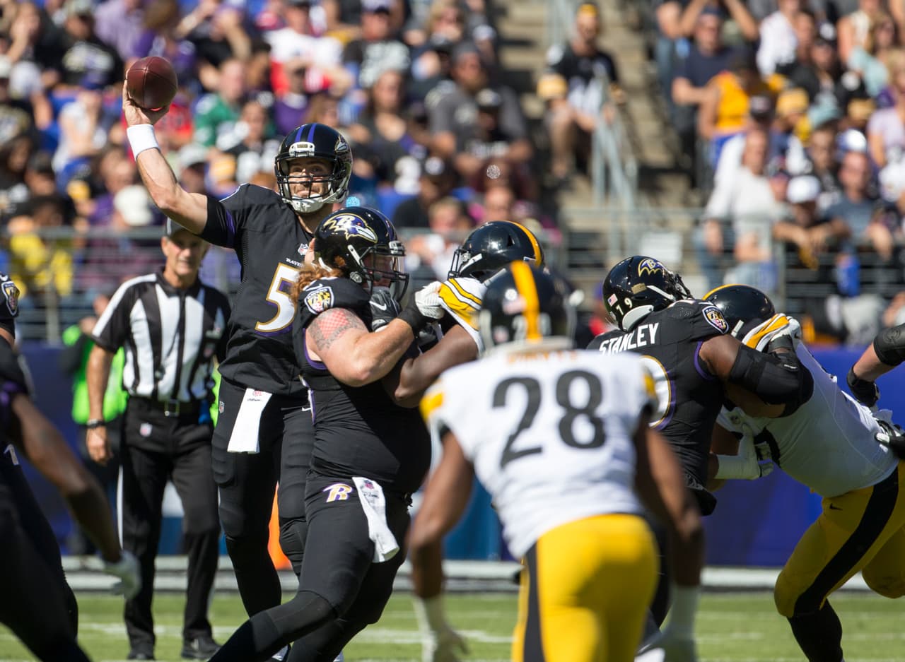 La ofensiva comandada por Joe Flacco simplementeó no caminó en la primera mitad en donde sumó 49 escasas yardas y no generó puntos.