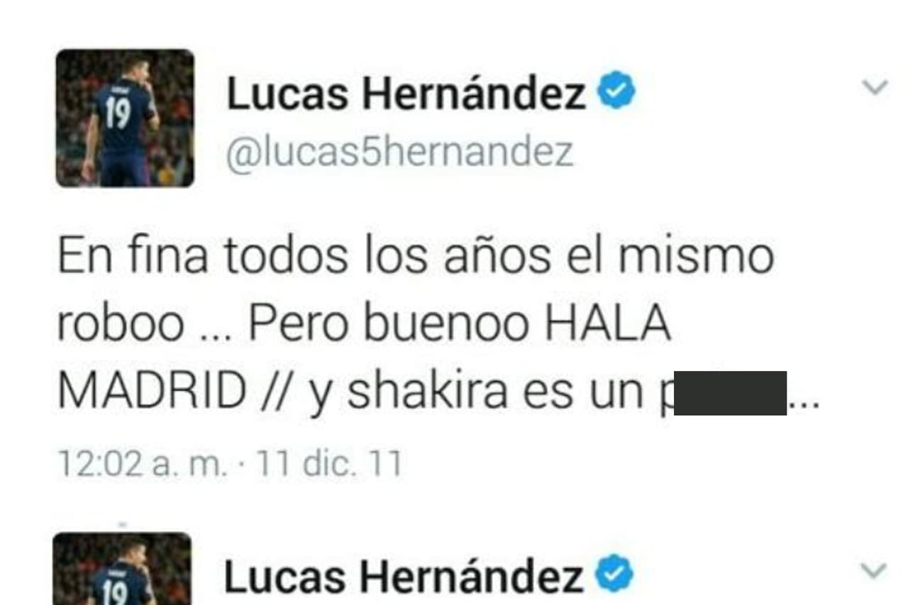 Acusado de golpear a su novia, Lucas Hernández era madridista y ofendió a Shakira