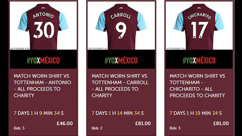 El West Ham subastará camisetas de ‘Chicharito’ y compañeros para ayudar a damnificados