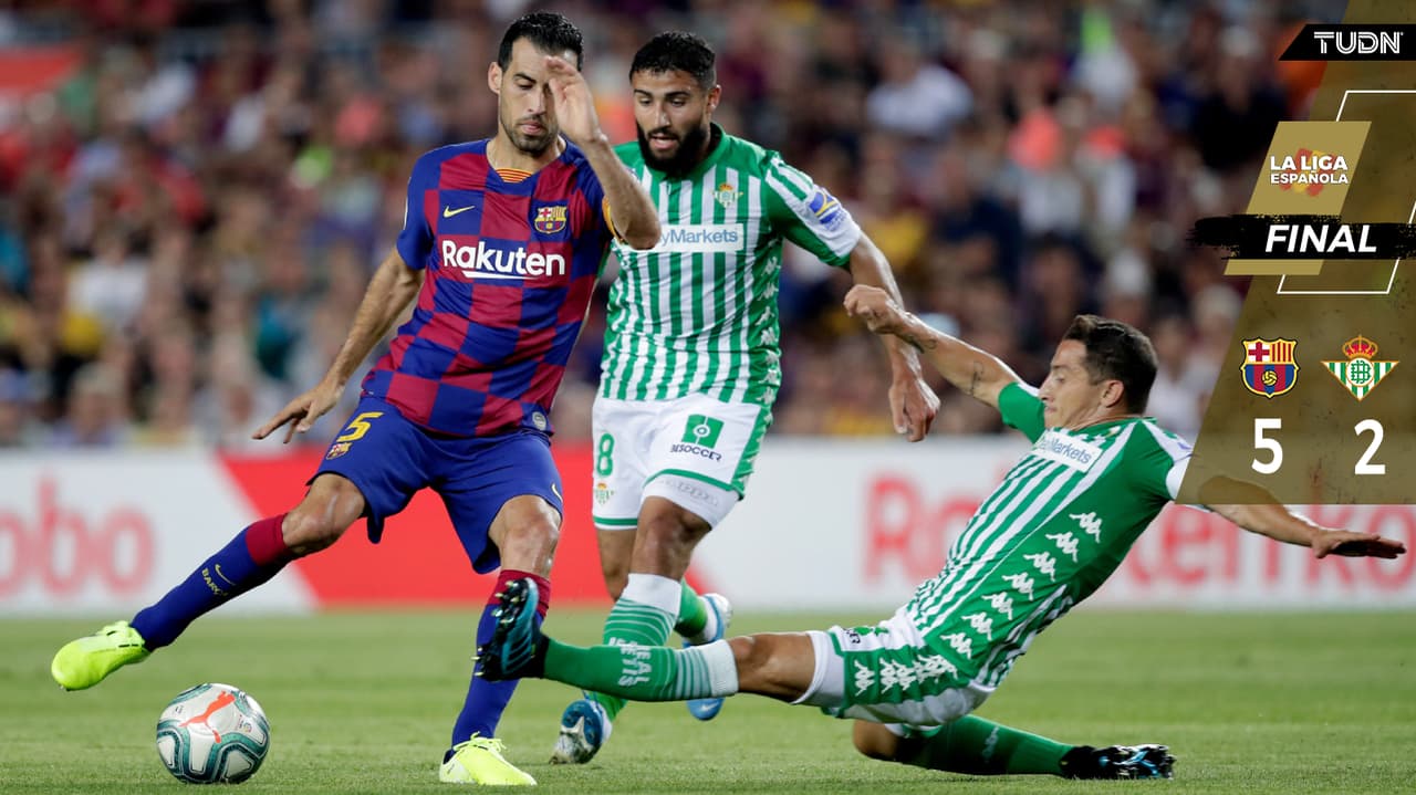 Manita del Barça ante el Betis con Guardado y Lainez