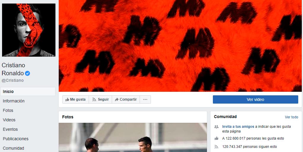 Cristiano Ronaldo es el futbolista con más "me gusta" en Facebook, superando los 122 millones.