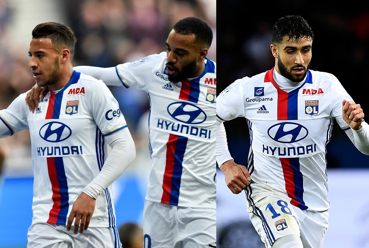 Alexandre Lacazette, Corentin Tolisso y Nabil Fakir son otro 'trio' de ataque poderoso en la Ligue 1 con 35 anotaciones en lo que va del campeonato.