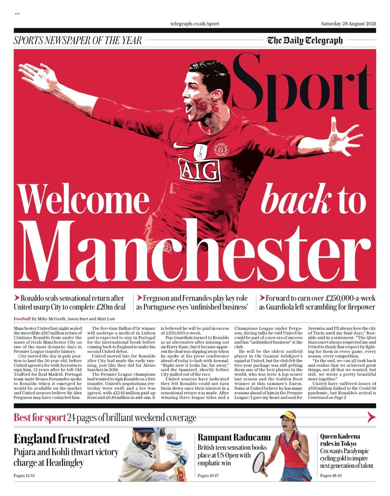 CR7 sorprende al mundo del futbol y decide volver al club que prácticamente lo vio nacer. El Manchester United revas´o por la derecha al Manchester City y se quedaron con el histórico goleador en su equipo.