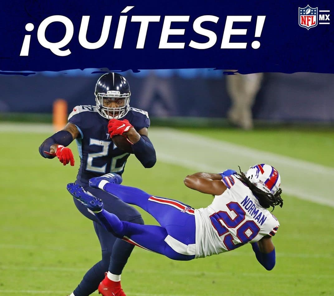 Los memes también ‘despacharon’ a Josh Norman | Las burlas en internet hicieron lo suyo luego de que el corredor de los Titans quitara de se camino al cornerback de los Buffalo Bills.