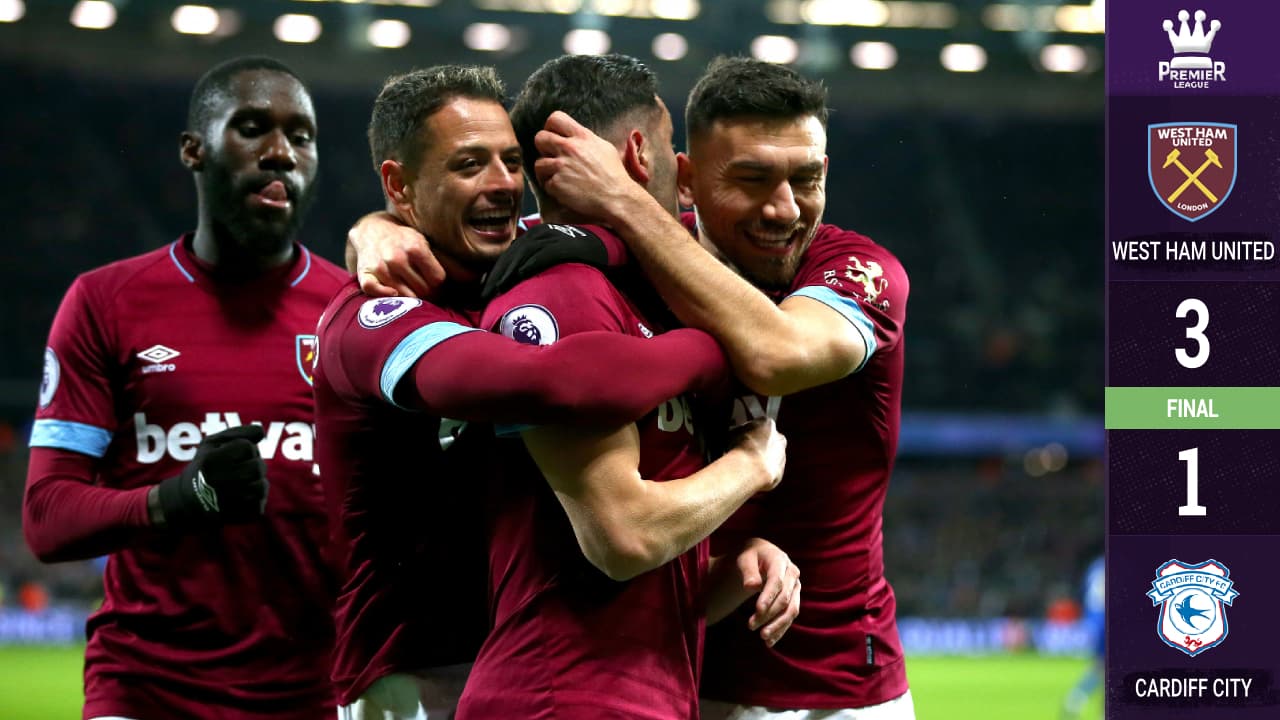 Con Chicharito, West Ham se enrachó y goléo al Cardiff City