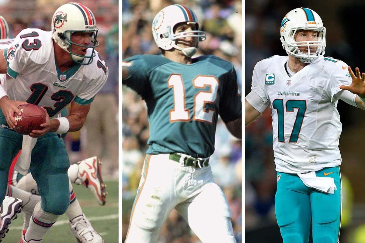 #9 MIAMI DOLPHINS: Dan Marino, Bob Griese, Ryan Tannehill (AP-NFL).