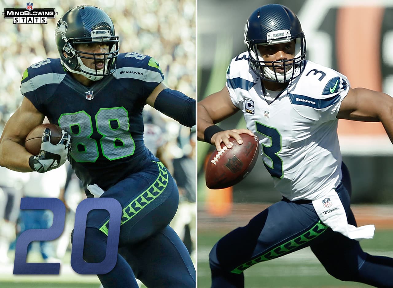 3.- Objetivo de pases lejanos.- Durante sus cuatro temporadas con los Saints, el ala cerrada de los Seahawks Jimmy Graham atrapó la mitad de sus pases de 20 o más yardas que se lanzaron hacia él, incluyendo 10 para touchdowns. El quarterback Russell Wilson aún no ha completado un solo pase de 20 o más yardas con Graham en esta temporada.