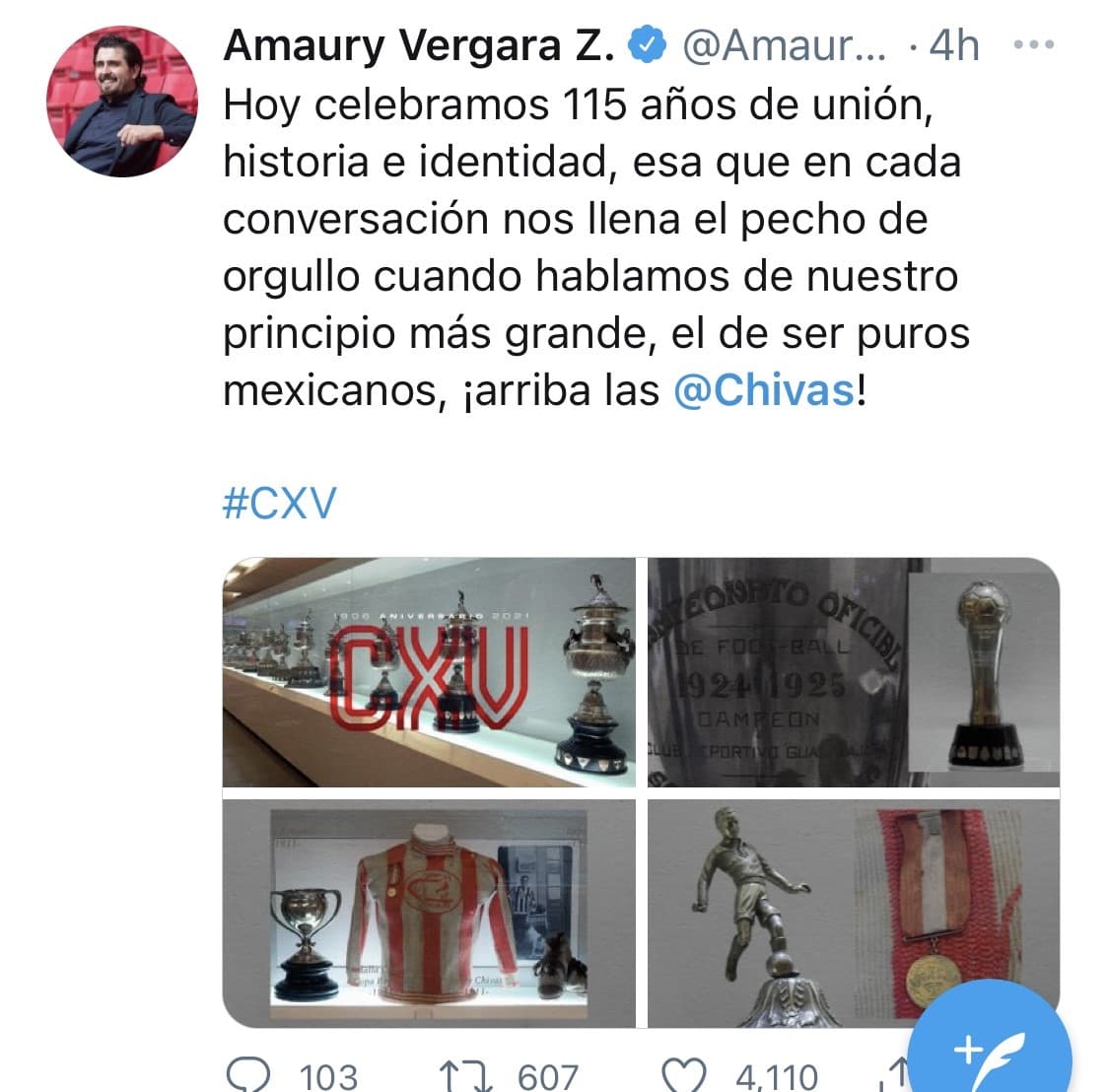 Llueven felicitaciones a Chivas por su cumpleaños número 115.
