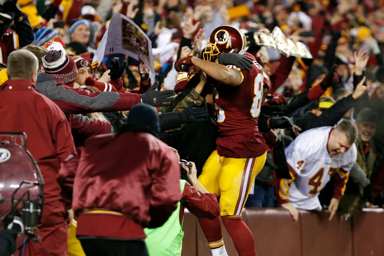 La celebración de Reed con los fans de los 'Pieles Rojas'.