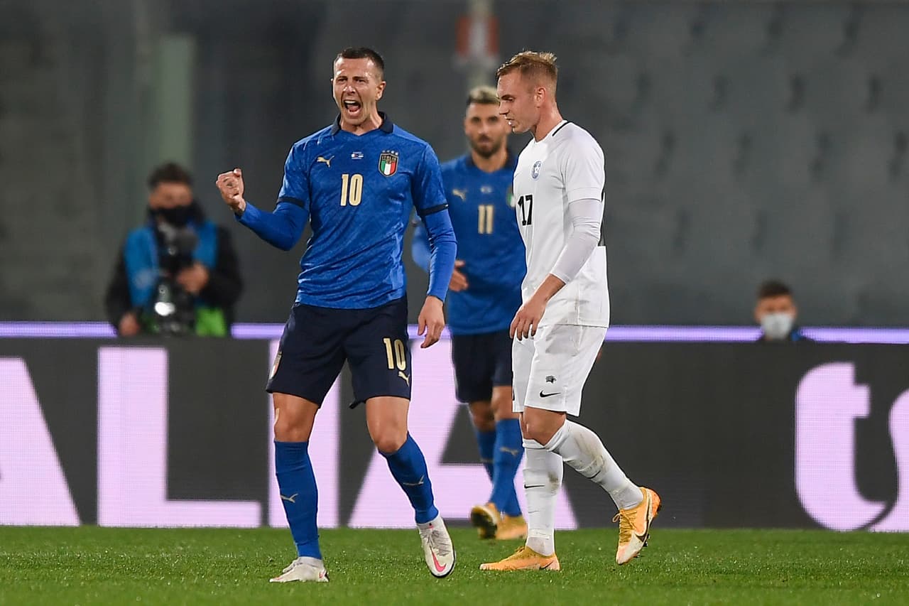 Italia 4-0 Estonia | Grifo (14’, 75’), Bernardeschi (27’) y Orsolini (86’) hicieron los de la goleada. Italia se medirá a Polonia y Estonia a Macedonia del Norte en la quinta fecha de la Nations League.
