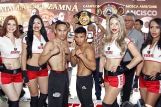 Juan Francisco 'Gallo' Estrada y Rommel Asenjo en peso