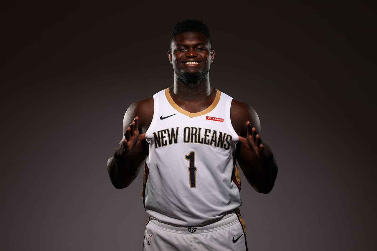 METAIRIE, LOUISIANA - SEPTEMBER 30: Zion Williamson #1 of the New Orleans Pelicans poses for a photo during Media Day at the Ochsner Sports Performance Center on September 30, 2019 in Metairie, Louisiana. (Photo by Chris Graythen/Getty Images)