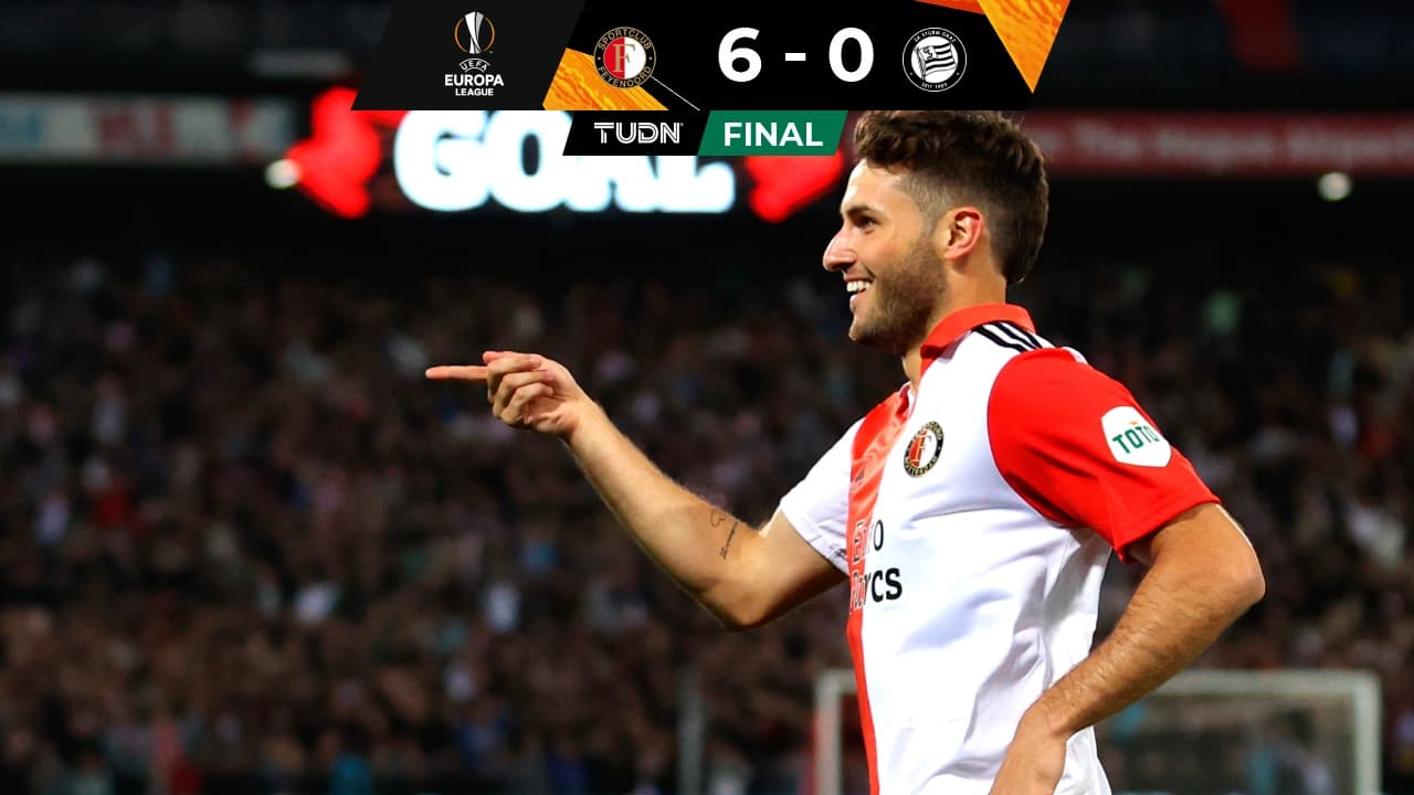 Santiago Giménez hace gol con Feyenoord a los tres minutos de entrar de cambio en la Europa League
