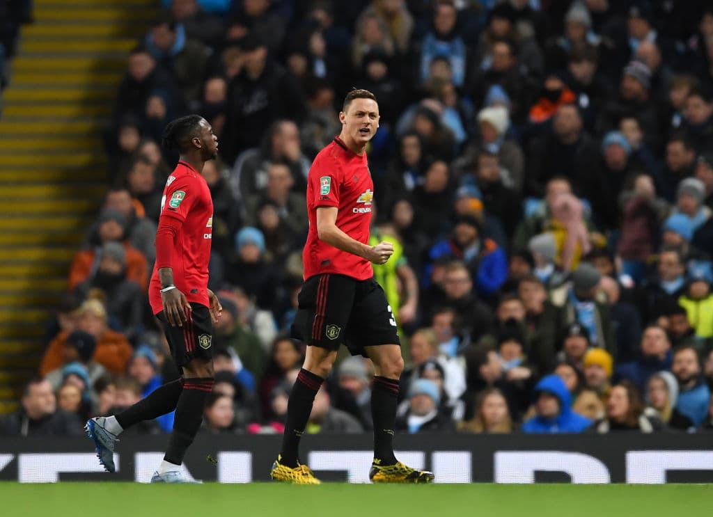 Nemanja Matic del Manchester United celebra su gol.