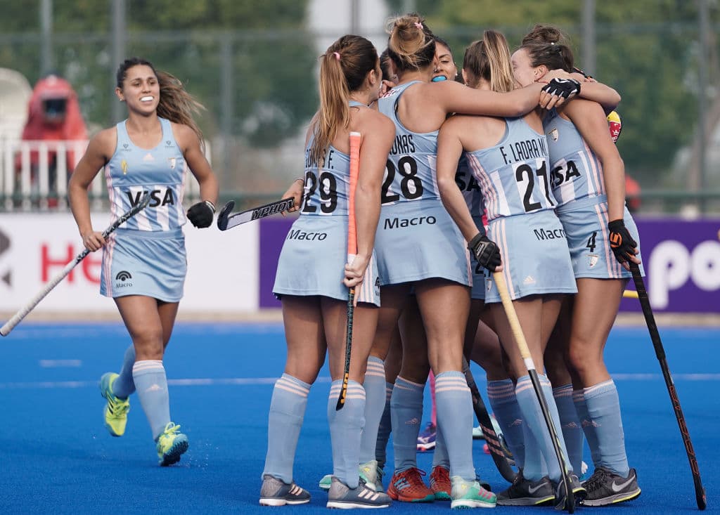 Acciones del Mundial de Hockey sobre pasto femenil en Changzhou, China.