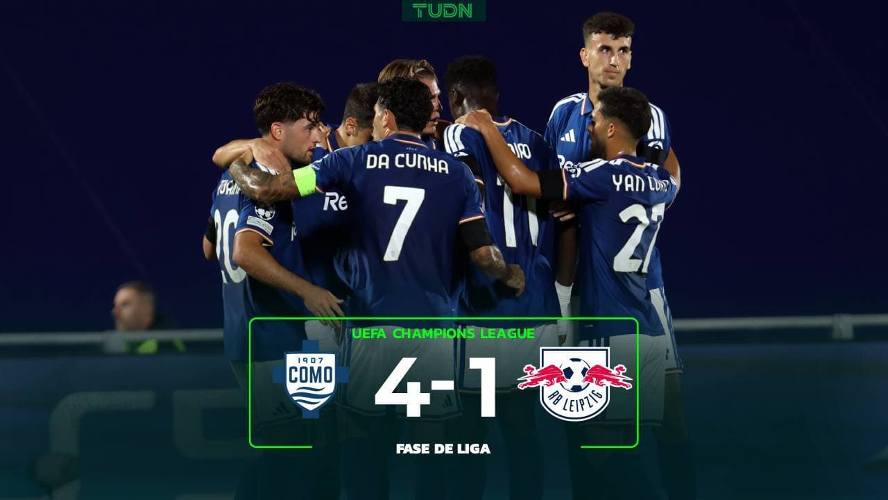 Resumen | Como logra goleada a Leipzig en su debut en Champions League