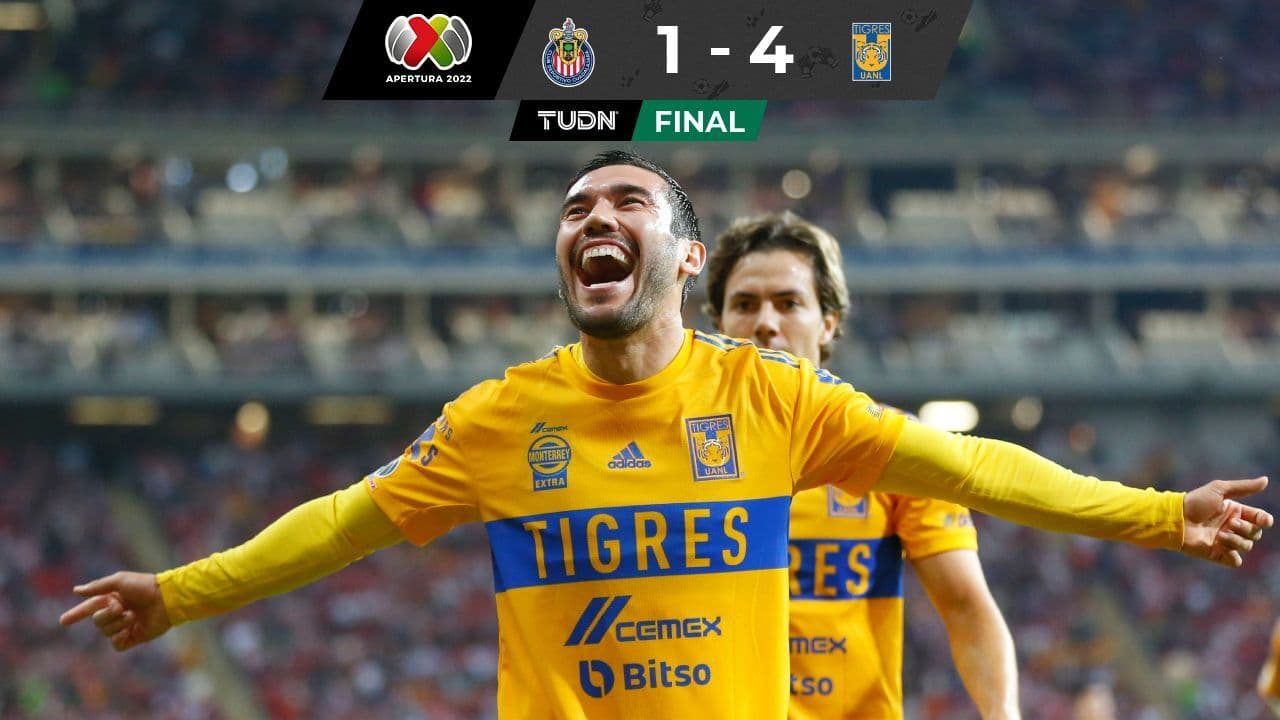 Tigres aprovecha errores de Chivas y lo golea previo al Clásico Nacional