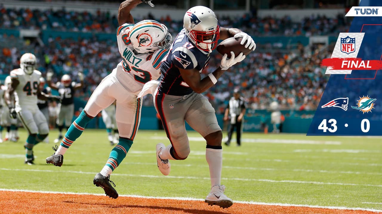 New England Patriots apalearon a Miami Dolphins