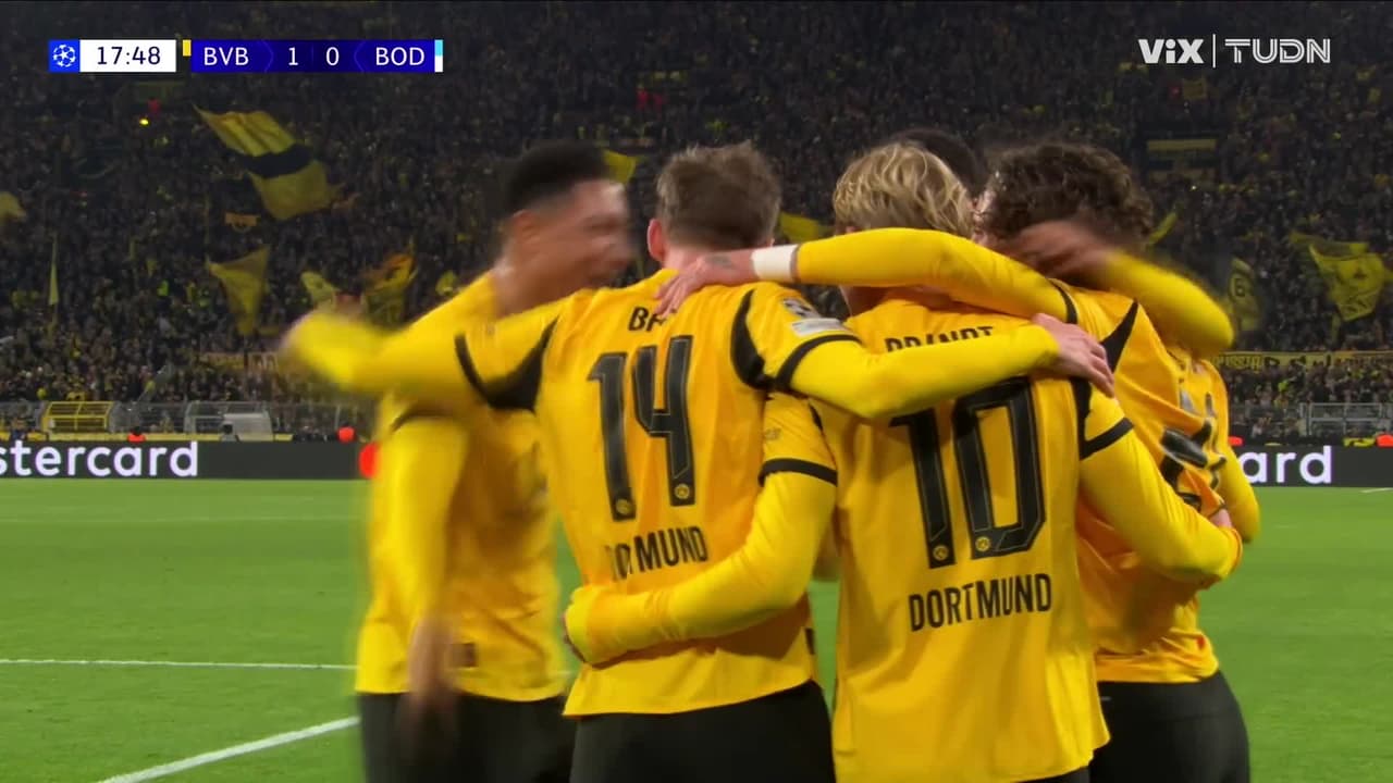 ¡Gol del Dortmund! Contragolpe que aprovecha Brandt para poner el 1-0