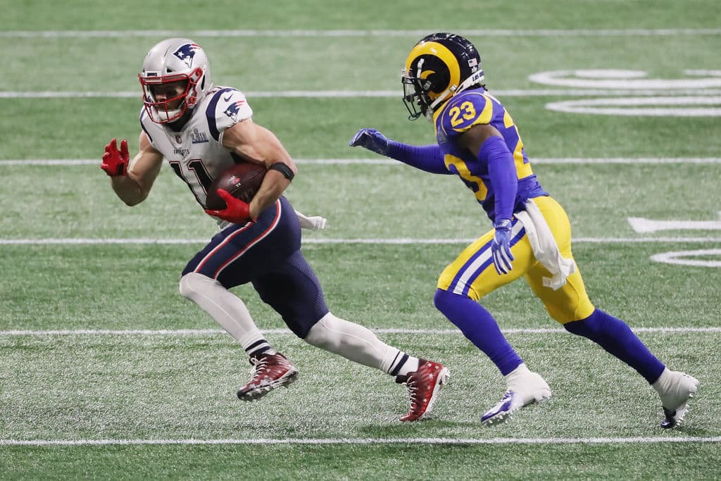 Julian Edelman fue el jugador más destacado al término de los dos primeros cuartos del SB LIII, con siete recepciones para 93 yardas.
