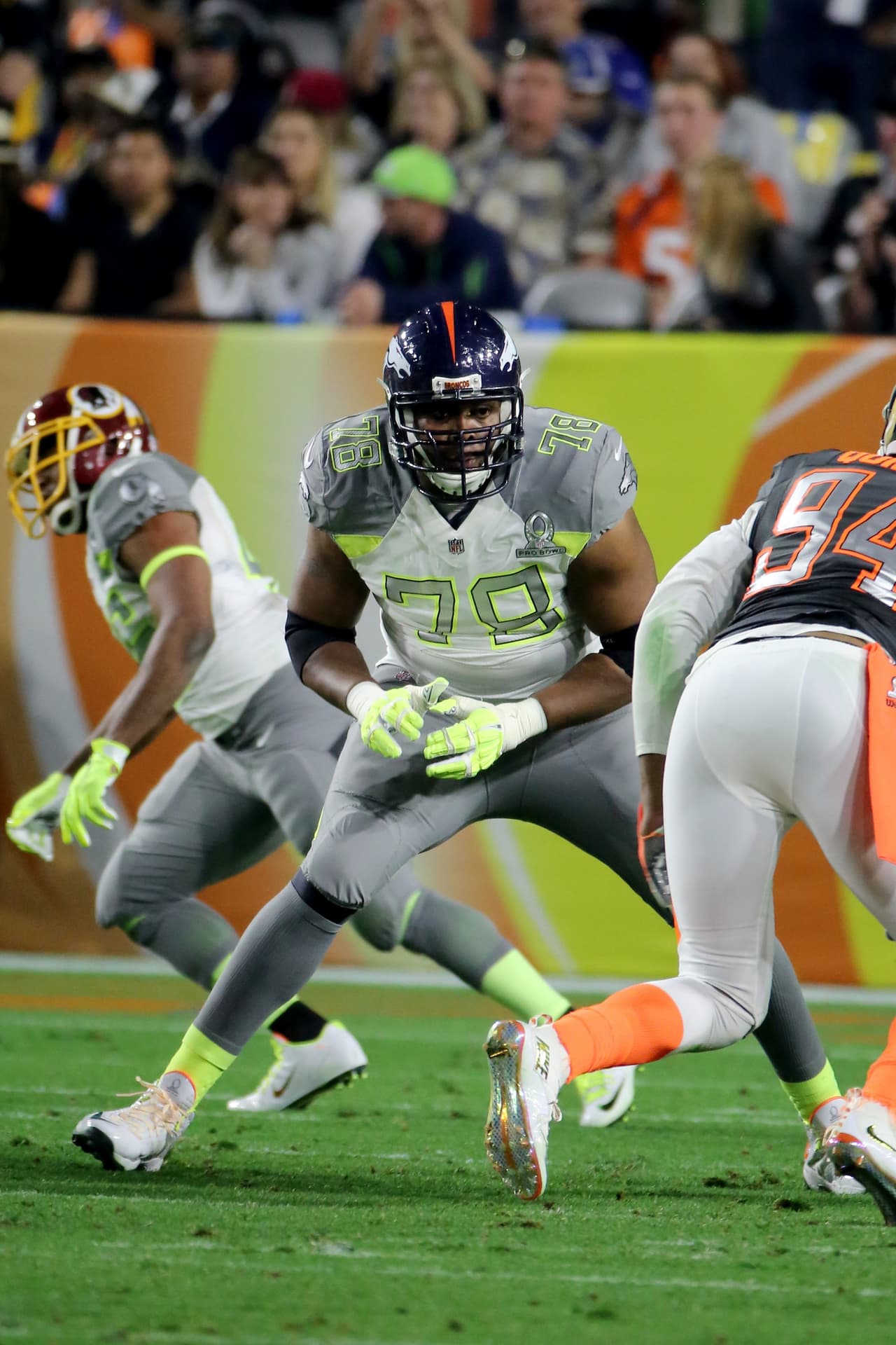 Team Carter's Ryan Clady #78 in action against Team Irvin during the NFL Pro Bowl Game on Sunday, January 25, 2015 in Glendale, AZ. Team Irvin won the game (AP Photo/Gregory Payan)