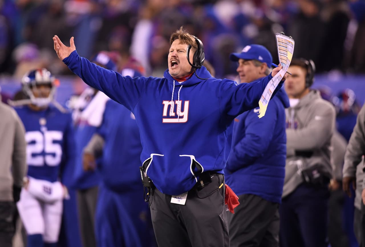 New York Giants head coach Ben McAdoo during a week 14 NFL Sunday Night Football game against the Dallas Cowboys on December 11, 2016 in East Rutherford, NJ. (Evan Pinkus via AP)