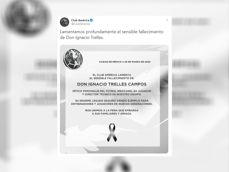 El Club América se despide de Don Nacho Trelles