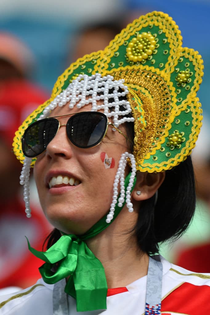 A Peru supporter looks on prior to the Russia 2018 World Cup Group C football match between Australia and Peru at the Fisht Stadium in Sochi on June 26, 2018. (Photo by Nelson Almeida / AFP) / RESTRICTED TO EDITORIAL USE - NO MOBILE PUSH ALERTS/DOWNLOADS (Photo credit should read NELSON ALMEIDA/AFP/Getty Images)
