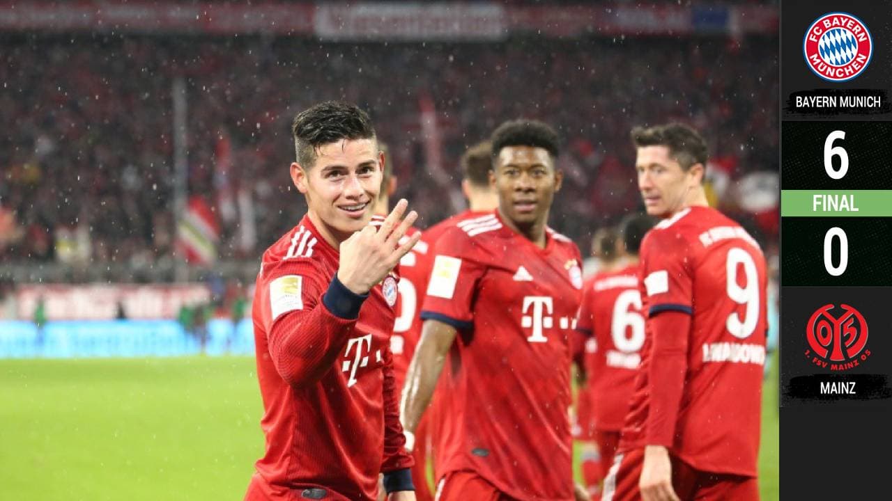 ‘Hat-trick’ de James y el Múnich despedaza al Mainz para retomar la punta de la Bundesliga