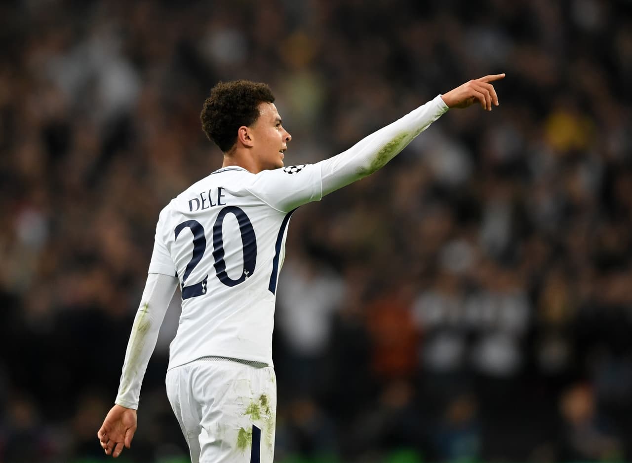LONDON, ENGLAND - NOVEMBER 01: Dele Alli of Tottenham Hotspur celebrates scoring the first goal during the UEFA Champions League group H match between Tottenham Hotspur and Real Madrid at Wembley Stadium on November 1, 2017 in London, United Kingdom. (Photo by Laurence Griffiths/Getty Images)