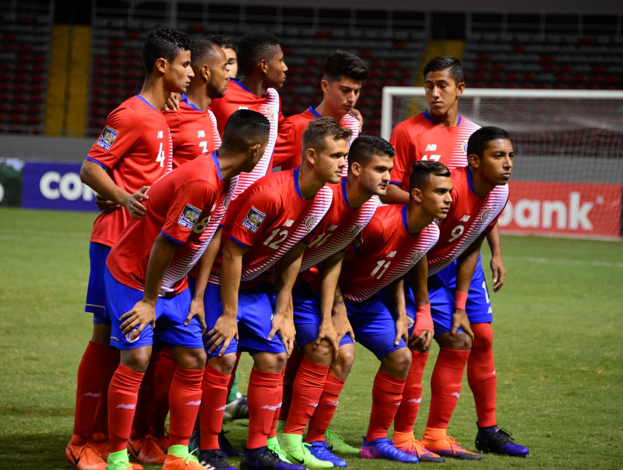 Costa Rica's football team poses for pictures before their U-20 Concacaf qualifying football match against Honduras at the National Stadium in San Jose, Costa Rica on March 01, 2017. / AFP PHOTO / EZEQUIEL BECERRA (Photo credit should read EZEQUIEL BECERRA/AFP/Getty Images)