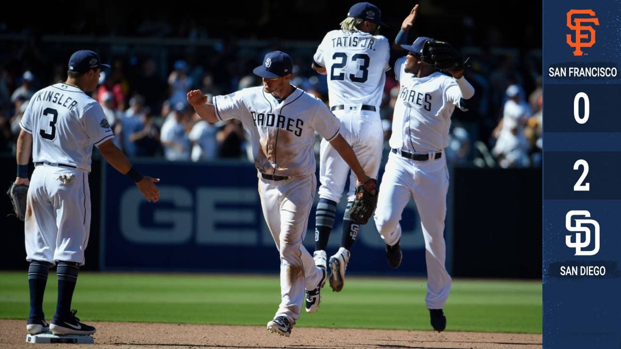 Dos oportunos imparables Will Myers aplanaron el camino para que los San Diego Padres vencieran 2-0 a los San Francisco Giants en el Opening Day de las Grandes Ligas.