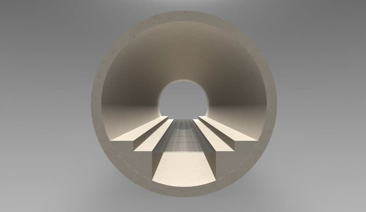 Esta es una vista por dentro que tendría el túnel. La idea es que cada pasajero pague, aproximadamente y según informó Elon Musk, un dólar por ese tramo. (Foto: The Boring Company)