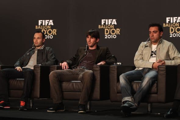 Los tres jugadores del Barcelona no querían hacer polémica sobre quién sería el ganador.