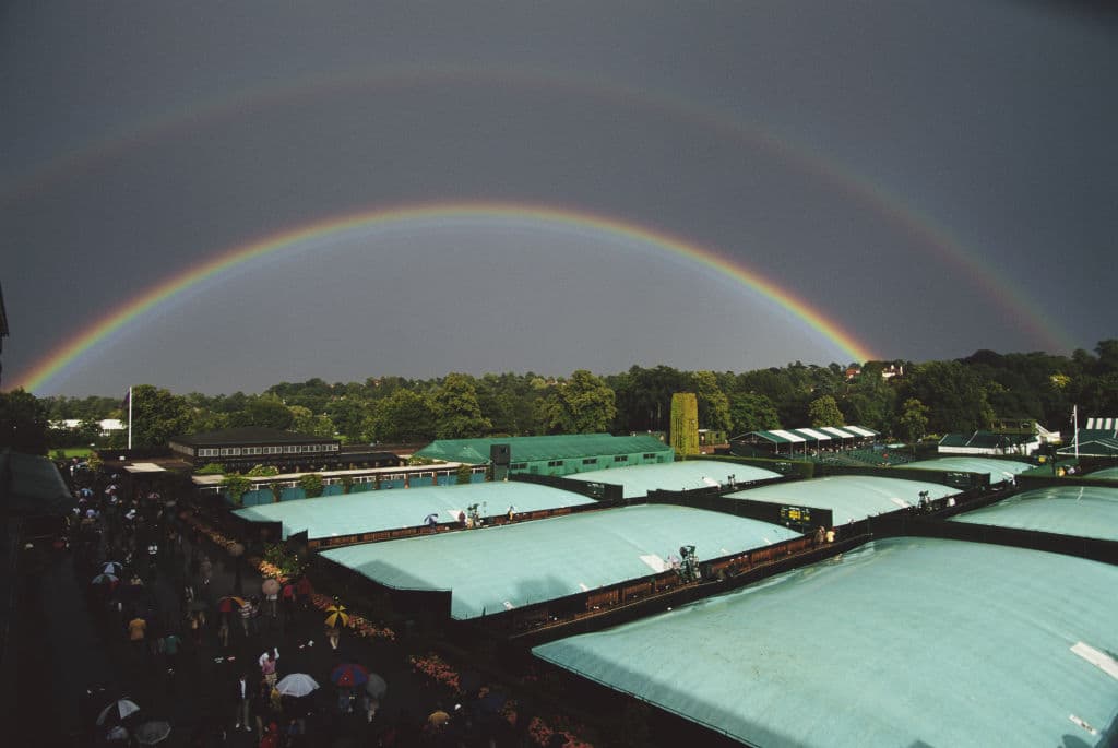 El doble arcoíris cubre las canchas en 1998.