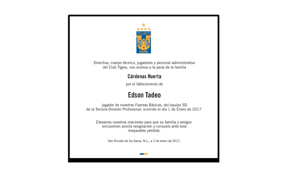 No se entró en detalles sobre las causas del deceso.