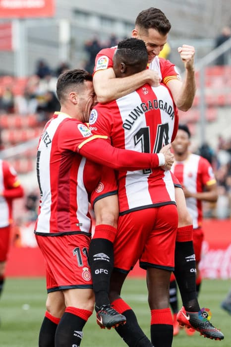 Stuani, Olunga –triplete–, Borja García y Portu fueron los goleadores de la tarde para el equipo catalán.