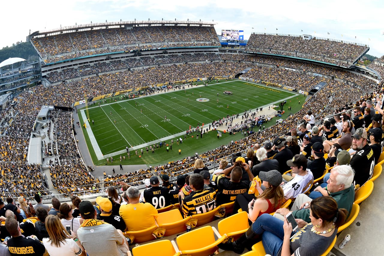 Fans watch an NFL football game between the Pittsburgh Steelers and the Cincinnati Bengals at Heinz Field, Sunday, Oct. 22, 2017, in Pittsburgh. (AP Photo/Fred Vuich)