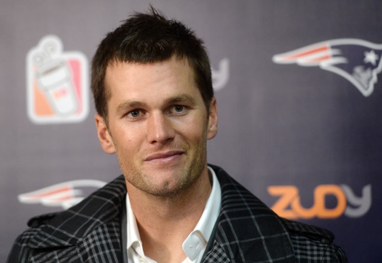 New England Patriots quarterback Tom Brady (12) during a news conference after an NFL football game Sunday, Oct. 30, 2016, in Orchard Park, N.Y. The Patriots win 41-25. (AP Photo/Adrian Kraus)