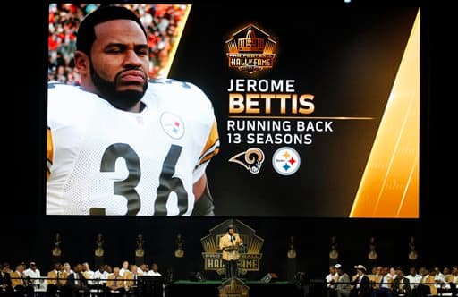 Bettis fue seleccionado en su quinto año de elegibilidad, tras su retiro en 2006 con los Pittsburgh Steelers, equipo en el que jugó 13 de sus 16 años de carrera.
