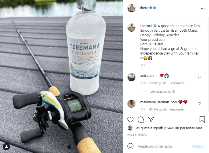The Rock fue al gimnasio y después de pesca con un shot de tequila para celebrar el 4 de julio.