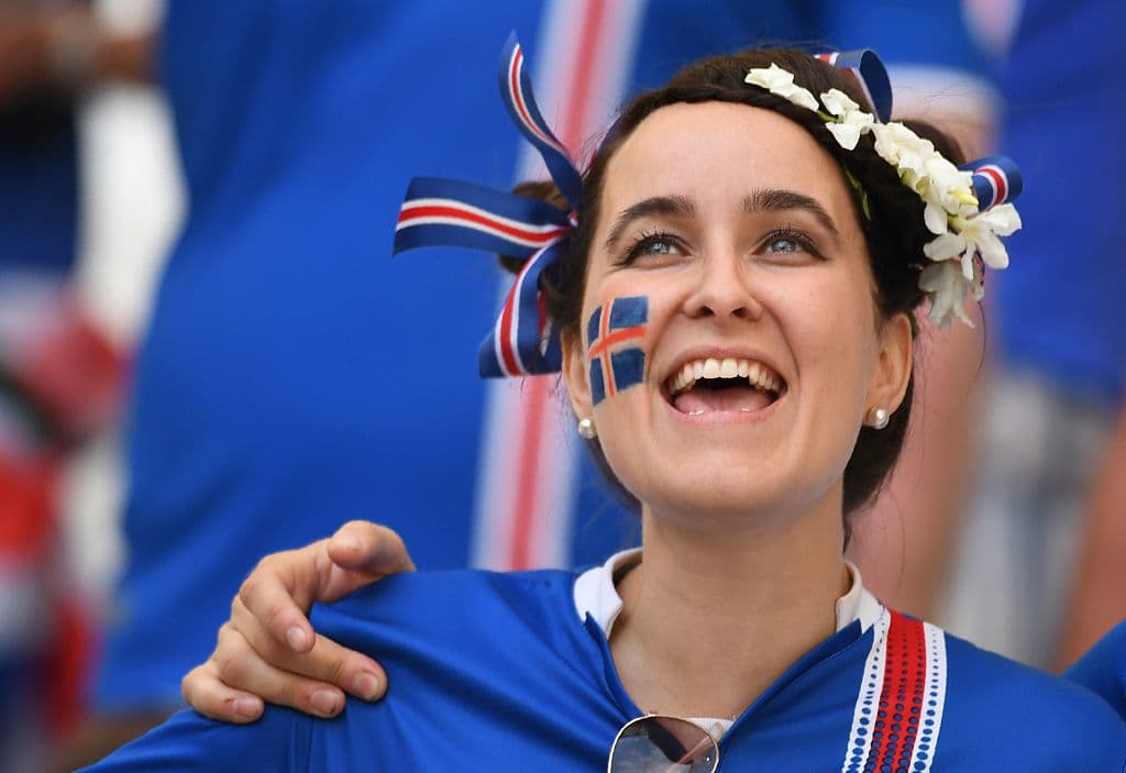 A Iceland's supporter is pictured ahead of the Euro 2016 group F football match between Iceland and Hungary at the Stade Velodrome in Marseille on June 18, 2016. / AFP / BORIS HORVAT (Photo credit should read BORIS HORVAT/AFP/Getty Images)