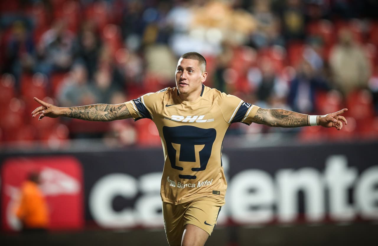 Action photo during the match Tijuana vs Pumas UNAM, Corresponding to Day 8 of the League BBVA Bancomer MX Cup of the Closing Tournament 2018, at Caliente Stadium. Foto de accion durante el partido Tijuana vs Pumas UNAM, Correspondiente a la Jornada 8 de la Liga BBVA Bancomer MX del Torneo Clausura 2018, en el Estadio Caliente, en la foto: Nicolas Castillo celebra gol de Tijuana 17/02/2018/MEXSPORT/German Alegria.