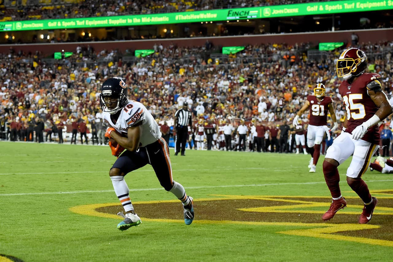 <b>Washington Redskins 15-31 Chicago Bears. </b>Taylor Gabriel recibe pase de Mitchell Trubisky para anotar el primer TD del partido ante Bears.