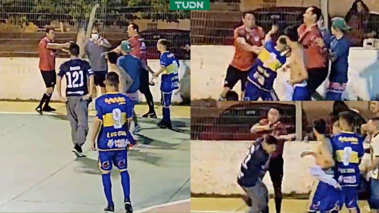 Árbitro brasileño da 'cachazos' a jugadores y los manda al hospital