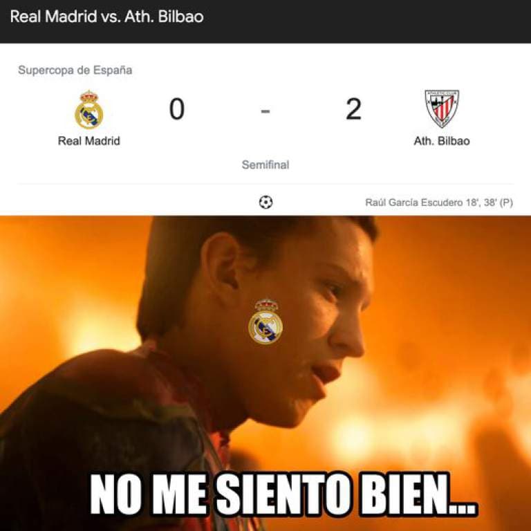 Los mejores memes de la eliminación del Real Madrid | Los de Zidane se quedaron a un paso de llegar a la Final de la Supercopa y las redes ‘tundieron’ al cuadro merengue.
