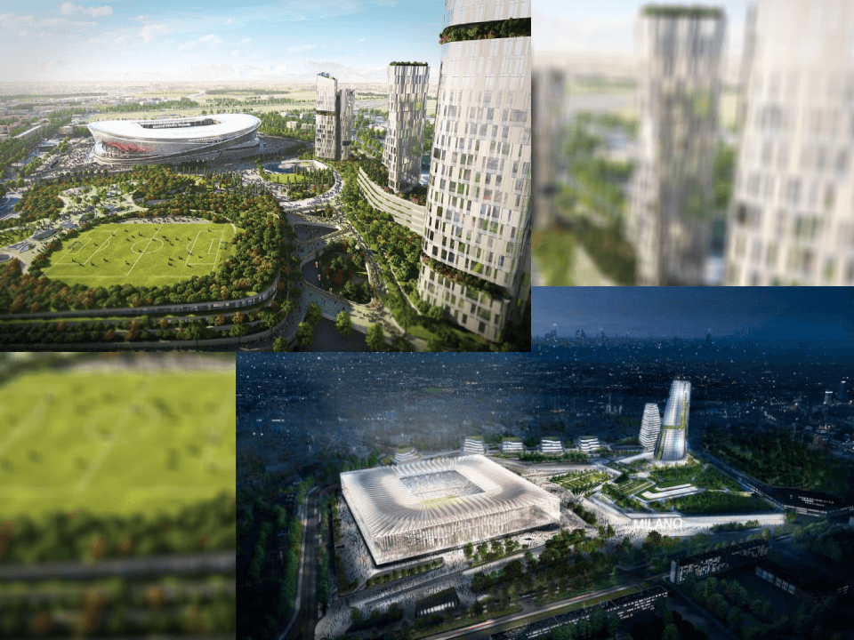 <b>Estadio San Siro</b>
<br>Este estadio es casa del AC Milan y el Inter de Milán. El año pasado revelaron que tendrán un nuevo estadio que se localizará junto al ya existente. Hay dos posibles diseños que han estado en juego: ‘La Catedral’ y el otro llamado ‘Los anillos de Milan’.